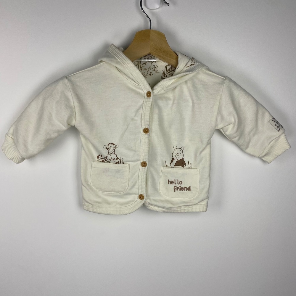 Disney Baby Winnie the Pooh Hoodie 9M Off White Classic Sketch Toile Cottagecore